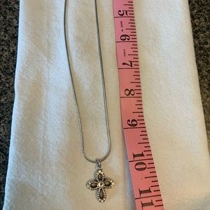 Brighton single chain cross necklace. About 22” in total length with cross.